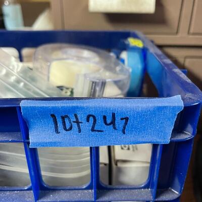 lot 247- box of chalk and erasers, (2) wood book ends, tape