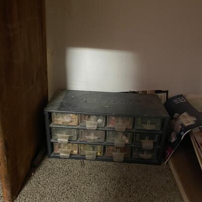 lot 249- shelves of items, books, cassettes, tools, lamps, videos circa 1950's, dell speakers, box, etc.