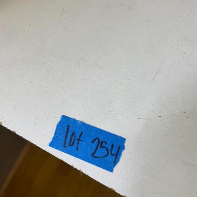 lot 254- rolling desk cabinet, (2) stools
