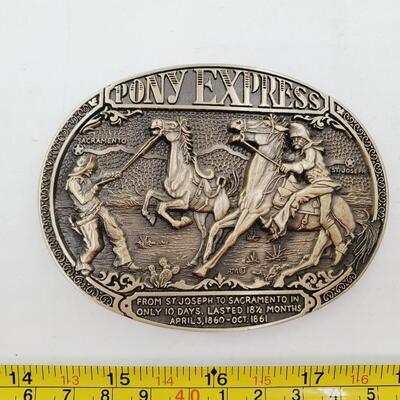 1985-86 NATIONAL FINALS RODEO AND PONY EXPRESS BELT BUCKLE BUNDLE OF 3