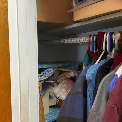 lot 259- entire closet, misc. clothes and linens, etc.