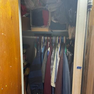 lot 259- entire closet, misc. clothes and linens, etc.
