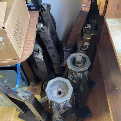 lot 263- (8) misc. piano legs including brass bottoms