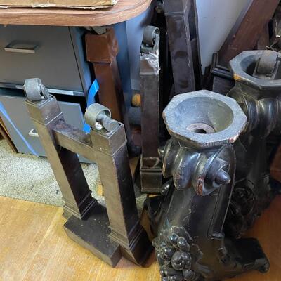 lot 263- (8) misc. piano legs including brass bottoms