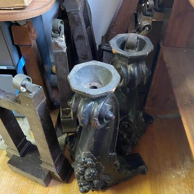 lot 263- (8) misc. piano legs including brass bottoms