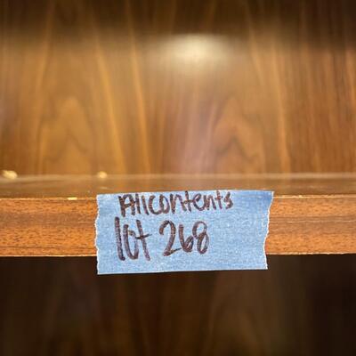 lot 268- mid century modern cabinet with contents