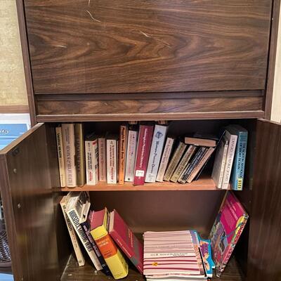 lot 268- mid century modern cabinet with contents
