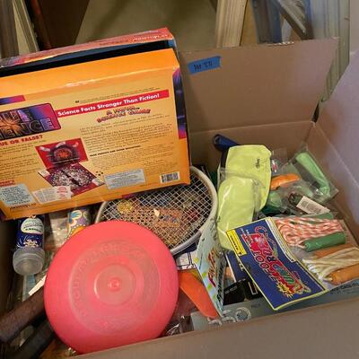 lot 271- large box full of vintage toys, games, etc.