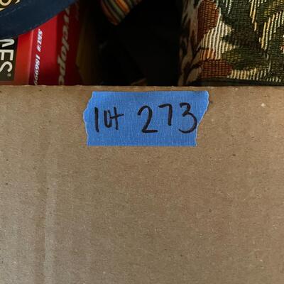 Lot 273- Box of misc. bags, wallets, and office supplies