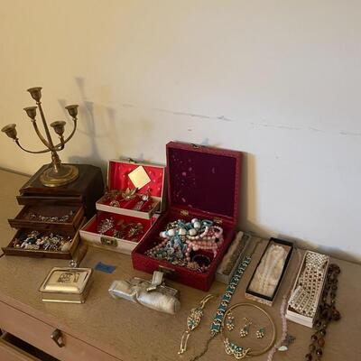 Lot 280- Lots of jewelry, candelabra, misc.