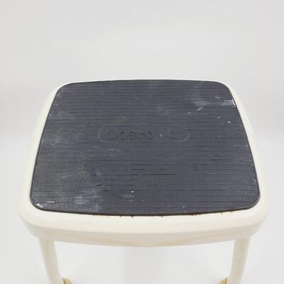 COSCO CREAM COLORED METAL FOOT STOOL WITH RUBBER NON SLIP TOP