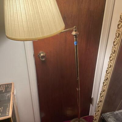 lot 291- standing brass floor lamp, mirror