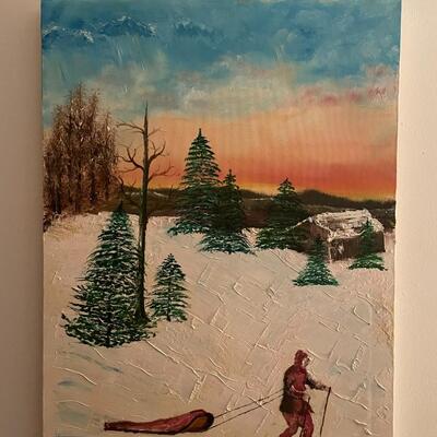 lot 293- skiing painting