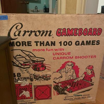 lot 294- Carrom gameboard, basket/chest