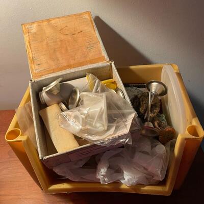 lot 311- Misc. box of kitchen items, tools, etc.