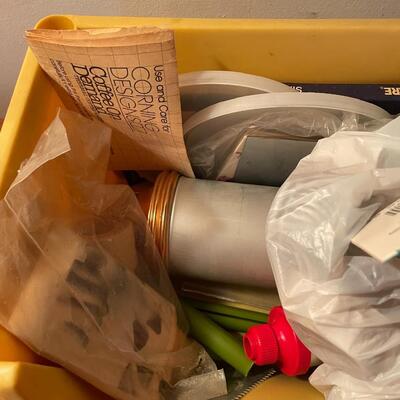 lot 311- Misc. box of kitchen items, tools, etc.