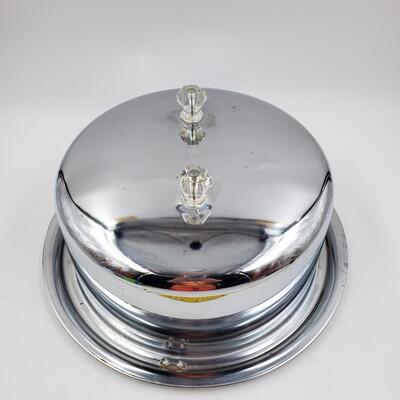 EVER READY CO CHROME CAKE CARRIER WITH LATCHING INTERLOCK LID