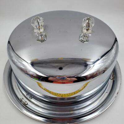 EVER READY CO CHROME CAKE CARRIER WITH LATCHING INTERLOCK LID
