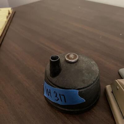 lot 317- Vintage pencil sharpener, tape dispenser, (2) staplers