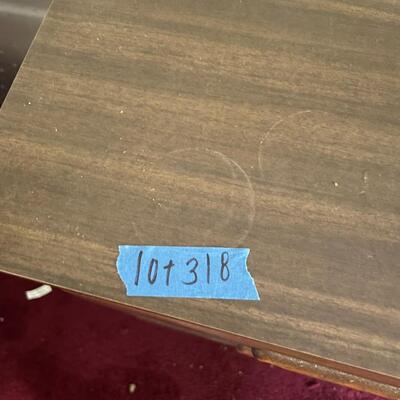 lot 318- Mid century modern desk with chair and contents