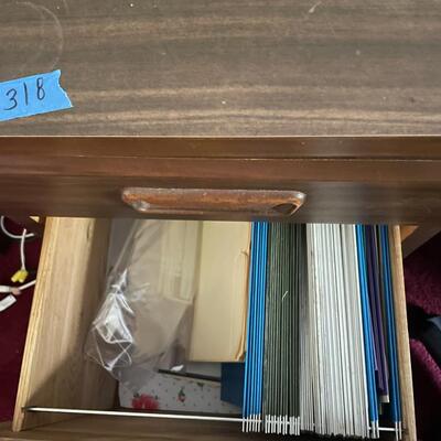 lot 318- Mid century modern desk with chair and contents