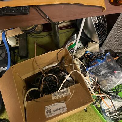 lot 326- Sony tv, table, misc. cords, tools