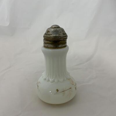 [33] ANTIQUE | Milk Glass Hand Painted | Syrup