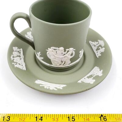 WEDGEWOOD SAGE GREEN JASPERWARE TEA CUP AND SAUCER