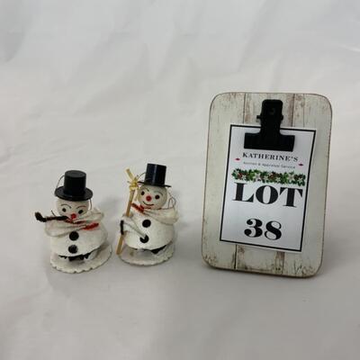 [38] VINTAGE | Tiny Cardboard Snowmen Ornaments