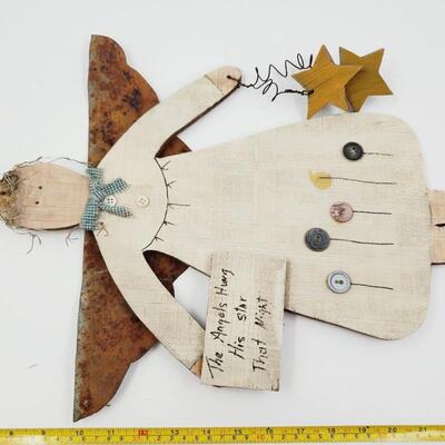 "THE ANGEL HIS STAR THAT NIGHT" WOODEN/METAL ANGEL DECOR