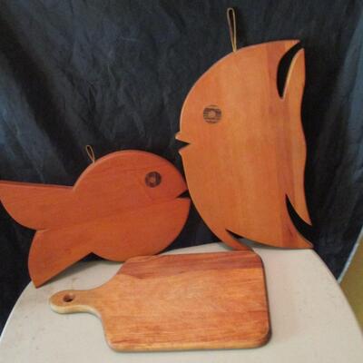 Set of Wood Figural Cutting Boards and Other 