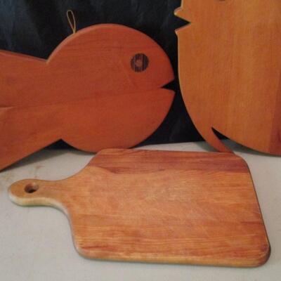 Set of Wood Figural Cutting Boards and Other 