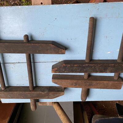 Antique wooden clamps