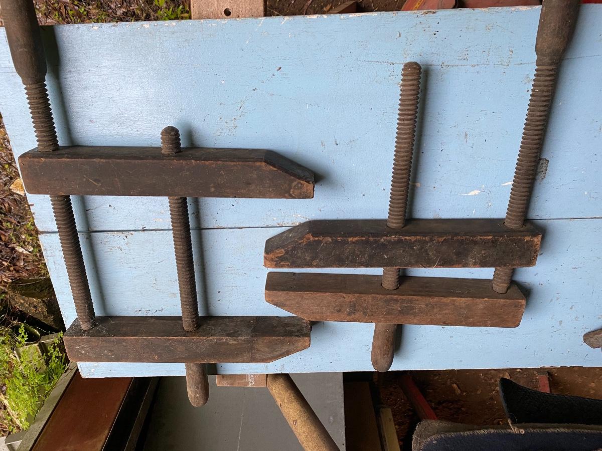 Antique wooden clamps
