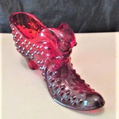 Red Hobnail Shoe by Fenton