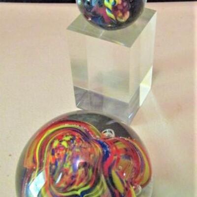 Two Round Paperweights- One is 2 1/4