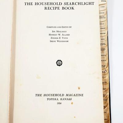 THE HOUSEHOLD SEARCHLIGHT RECIPE BOOK~THE HOUSEHOLD MAGAZINE TOPEKA, KANSAS