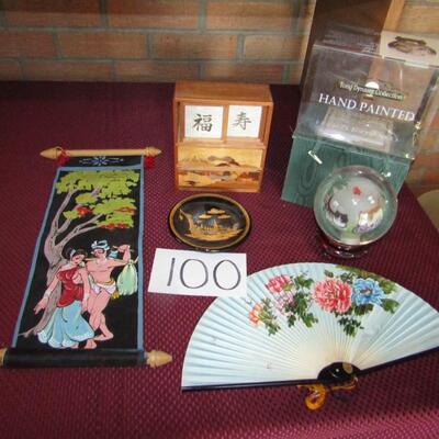 LOT 100  ASIAN THEMED DECOR & COLLECTIBLES
