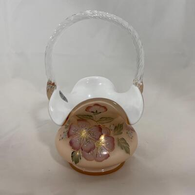 [45] FENTON | Hand Painted Basket | Cased Glass | Signed | Showcase