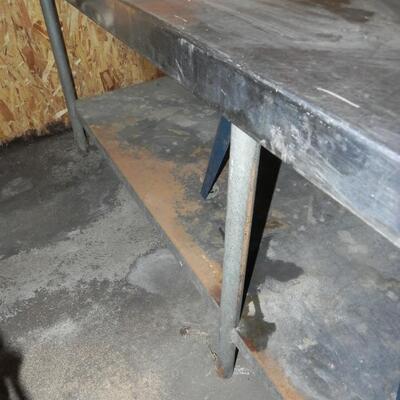 LOT 5  LARGE 2 TIER METAL SHOP TABLE