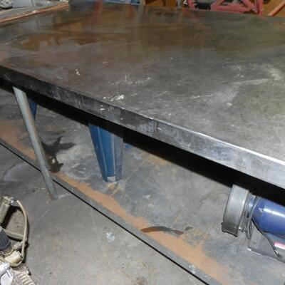 LOT 5  LARGE 2 TIER METAL SHOP TABLE