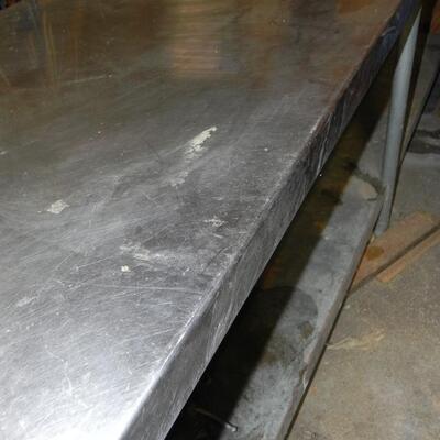 LOT 5  LARGE 2 TIER METAL SHOP TABLE