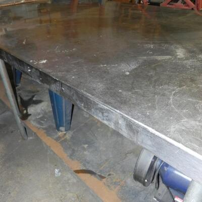 LOT 5  LARGE 2 TIER METAL SHOP TABLE