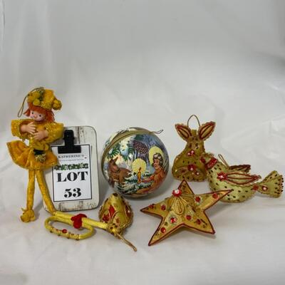 [53] VINTAGE | Gold Fabric Ornaments | W German Candy Container