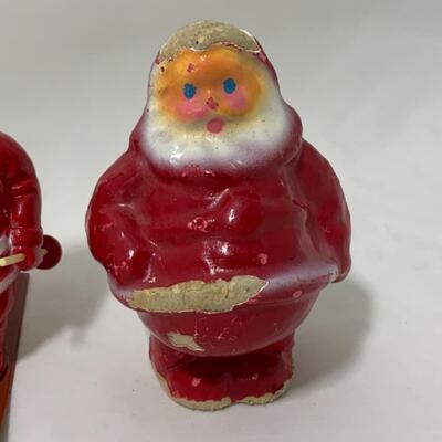 [55] VINTAGE | Three Santas | Plastic | Composite