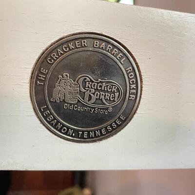 CRACKER BARREL WHITE WOODEN ROCKING CHAIR 