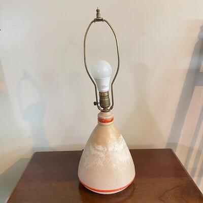 TAN AND ORANGE POTTERY LAMP