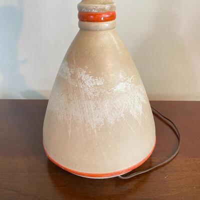 TAN AND ORANGE POTTERY LAMP