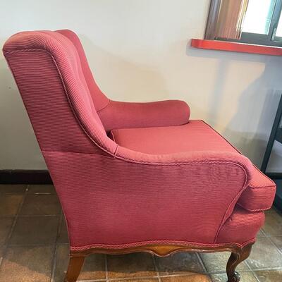 RED UPHOLSTERED ARMCHAIR