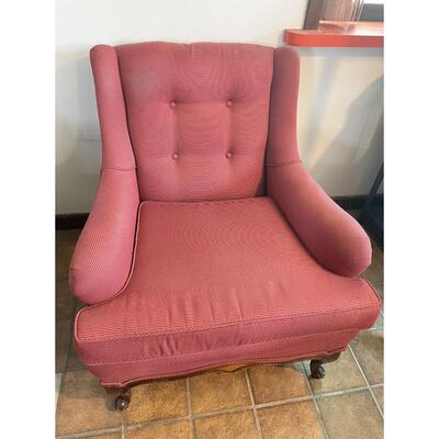 RED UPHOLSTERED ARMCHAIR